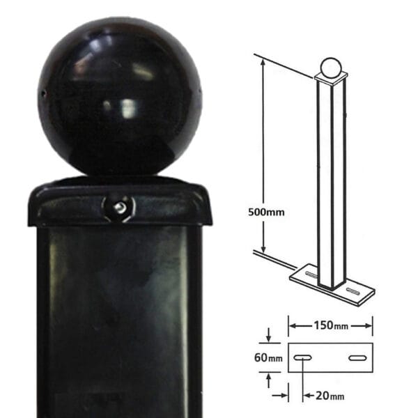BP50X500ZP Flat top or Ball Top, Blank, Bolt Down Metal Post - Image 2
