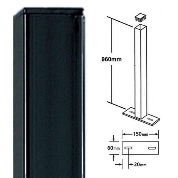 Metal Post-Flat Top or Ball Top-Blank-Bolt Down BP50X960ZP