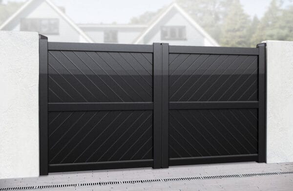 The Wentworth Aluminum Driveway Gate - Full Privacy Diagnal Infil Double Gate