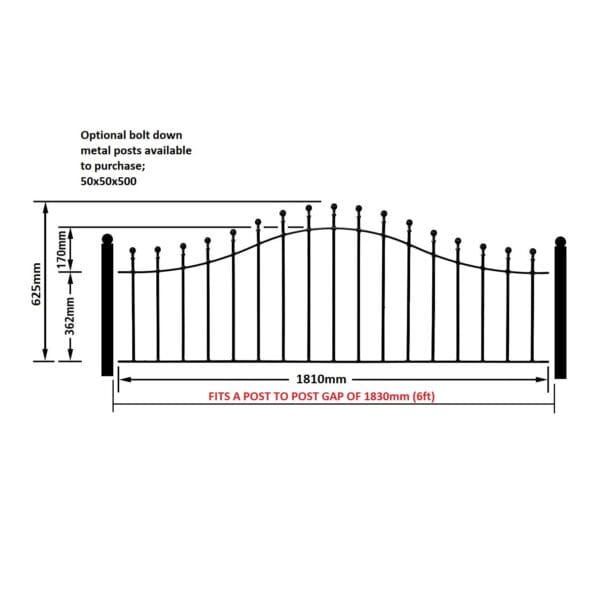 Manor Metal Wall Top Railings - Arched Wrought Iron Fencing - Image 2