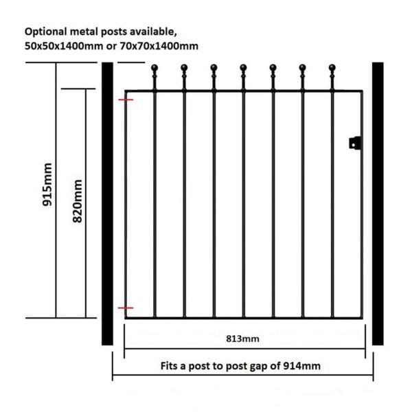 Manor Metal Garden Gates Ball Top Wrought Iron Gate - Image 6
