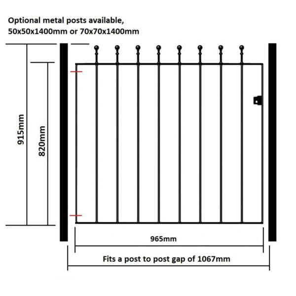 Manor Metal Garden Gates Ball Top Wrought Iron Gate - Image 7