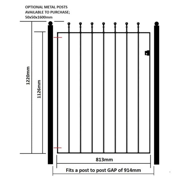 Manor Metal Garden Gates Ball Top Wrought Iron Gate - Image 8