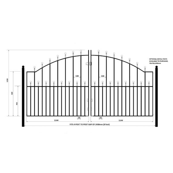 Manor Ball Top Metal Driveway Gates Arched Wrought Iron Double Gates - Image 5
