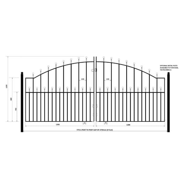 Manor Ball Top Metal Driveway Gates Arched Wrought Iron Double Gates - Image 6