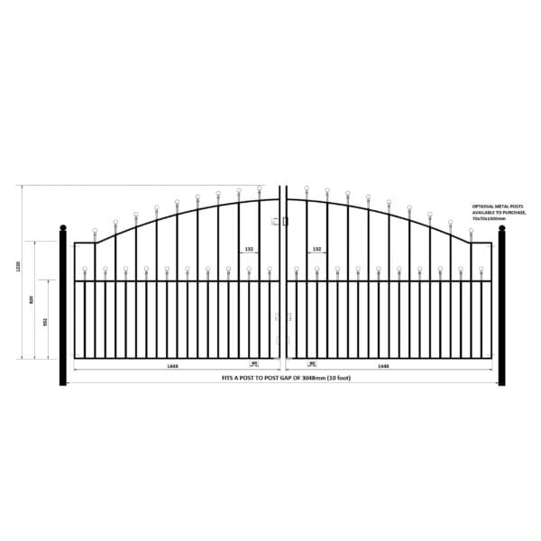 Manor Ball Top Metal Driveway Gates Arched Wrought Iron Double Gates - Image 7