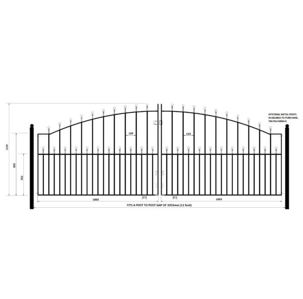 Manor Ball Top Metal Driveway Gates Arched Wrought Iron Double Gates - Image 8