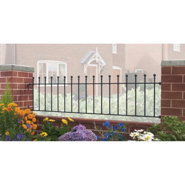 Manor Metal Wall Top Railings -  Flat Ball Top Fencing