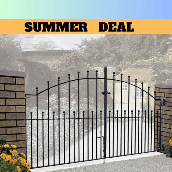 Manor Ball Top Metal Driveway Gates Arched Wrought Iron Double Gates