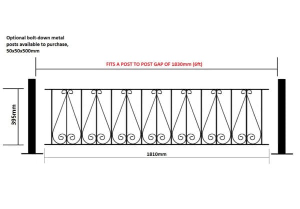 Regent Metal Railing Panel -  Garden Boundary Fencing - Image 2