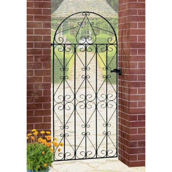 Regent Tall Metal Side Gate Bow Top Wrought Iron Garden Gate