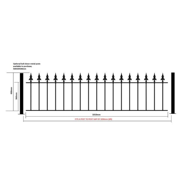 Saxon Metal Wall Top Railings - Flat Top Fencing Panel - Image 2