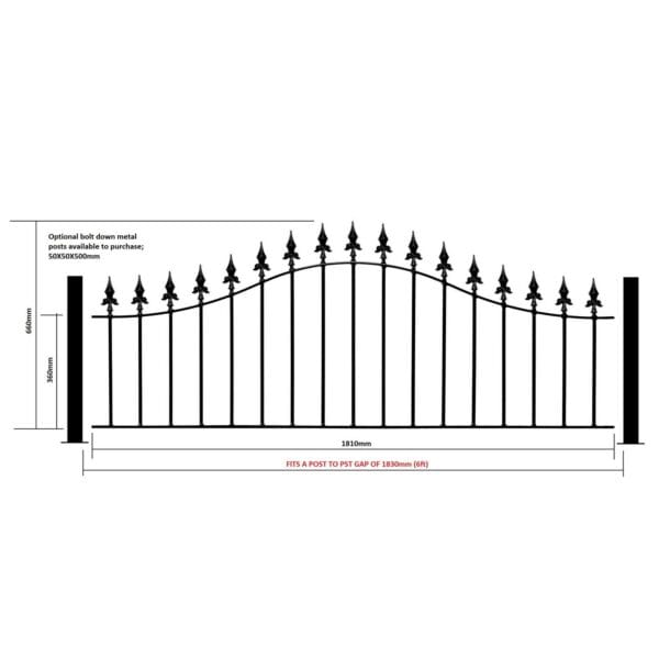 Saxon Metal Wall Top Railings - Arched Wrought Iron Fencing - Image 2