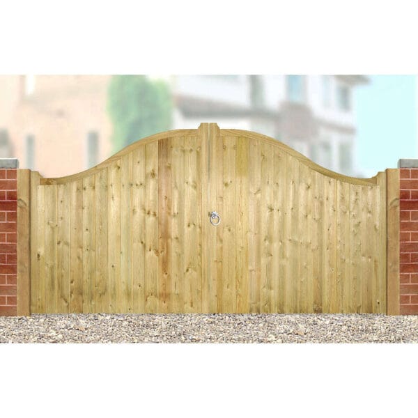 Drayton Wooden Driveway Gates-Swan Neck Top,2400 mm (94.5” ) / 950 mm to 1250 mm