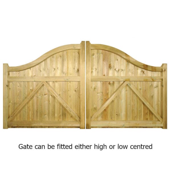 Drayton Wooden Driveway Gates-Swan Neck Top