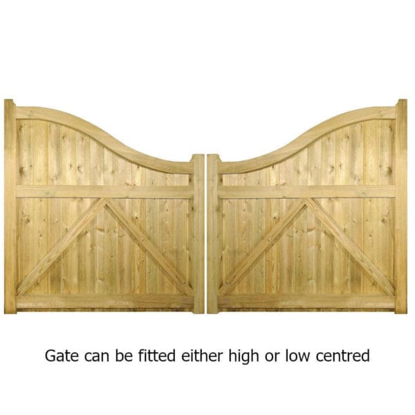 Drayton Wooden Driveway Gates-Swan Neck Top