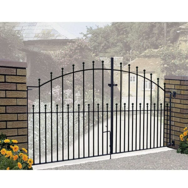 Manor Ball Top Arched Metal Driveway Gates,2134 mm (7’0” ) / 820mm to 1220 mm