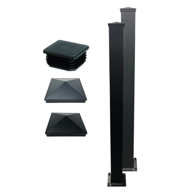 Aluminum Flanged Gate Post Including Caps - 100mm